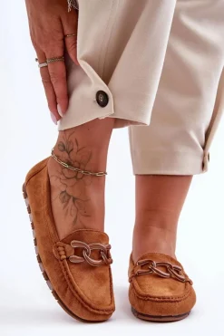 Discount Boto Damskie Zamszowe Mokasyny Na Płaskiej Podeszwie Brązowe Appia