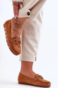 Discount Boto Damskie Zamszowe Mokasyny Na Płaskiej Podeszwie Brązowe Appia