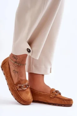 Discount Boto Damskie Zamszowe Mokasyny Na Płaskiej Podeszwie Brązowe Appia