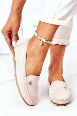 Boto Mokasyny Damskie Zamszowe*Damskie Zamszowe Mokasyny Beżowe Madelyn