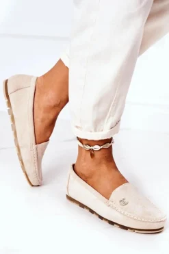 Boto Mokasyny Damskie Zamszowe*Damskie Zamszowe Mokasyny Beżowe Madelyn