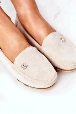 Boto Mokasyny Damskie Zamszowe*Damskie Zamszowe Mokasyny Beżowe Madelyn