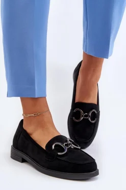 Discount Buty damskie Vinceza Damskie Zamszowe Mokasyny Z Ozdobą Czarne Echonesa Czarny