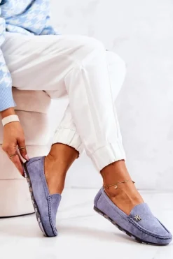 Boto Mokasyny Damskie Zamszowe*Damskie Zamszowe Mokasyny Niebieskie Madelyn