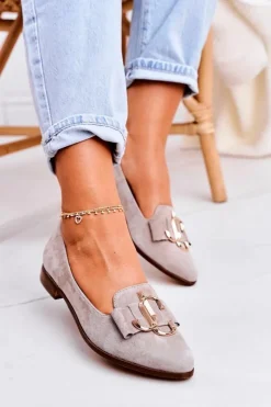 Damskie Boto Damskie Zamszowe Mokasyny Baleriny Beżowe Mary-Jane