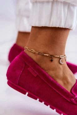 Big Star Shoes Mokasyny Damskie Zamszowe*Damskie Zamszowe Mokasyny Big Star JJ274656 Fuksja