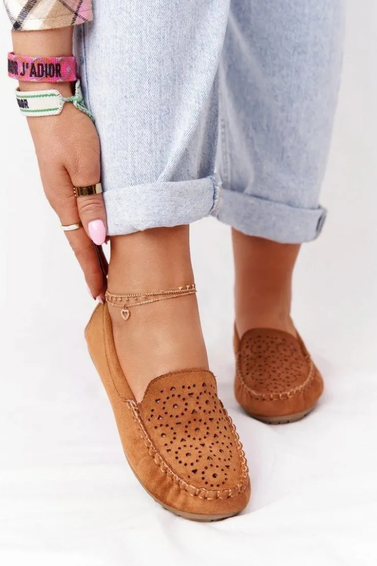 Damskie Boto Damskie Zamszowe Mokasyny Camel Molly