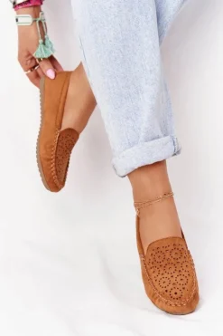 Damskie Boto Damskie Zamszowe Mokasyny Camel Molly