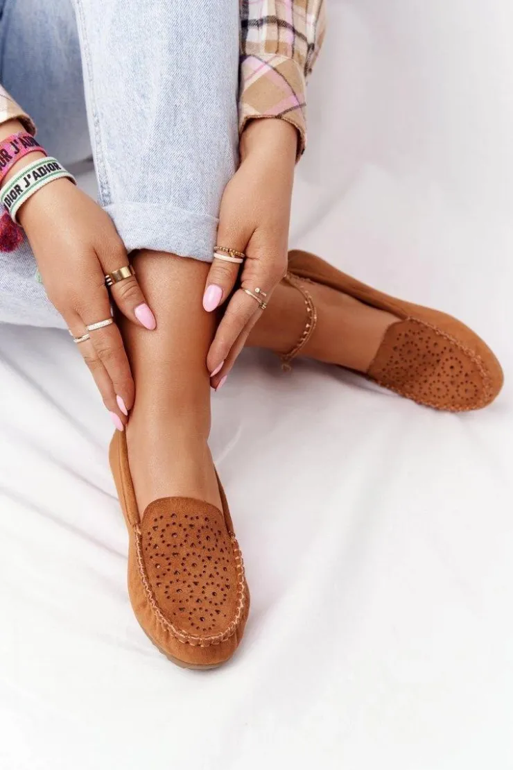 Damskie Boto Damskie Zamszowe Mokasyny Camel Molly