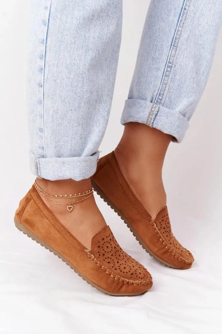 Damskie Boto Damskie Zamszowe Mokasyny Camel Molly