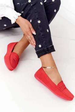 Big Star Shoes Mokasyny Damskie Zamszowe*Damskie Zamszowe Mokasyny Big Star HH274668 Koralowe