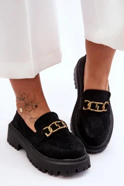 Boto Mokasyny Na Platformie|Mokasyny Damskie Zamszowe*Damskie Zamszowe Mokasyny Na Platformie Czarne Larey