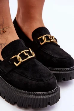 Boto Mokasyny Na Platformie|Mokasyny Damskie Zamszowe*Damskie Zamszowe Mokasyny Na Platformie Czarne Larey
