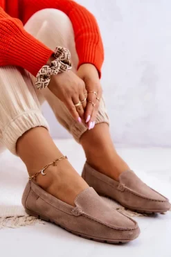 Big Star Shoes Mokasyny Damskie Zamszowe*Damskie Zamszowe Mokasyny Big Star JJ274658 Cappuccino