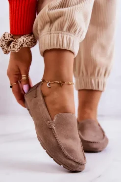 Big Star Shoes Mokasyny Damskie Zamszowe*Damskie Zamszowe Mokasyny Big Star JJ274658 Cappuccino