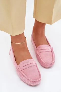 Best Boto Damskie Zamszowe Mokasyny Jasnoróżowe Lenvie Różowy