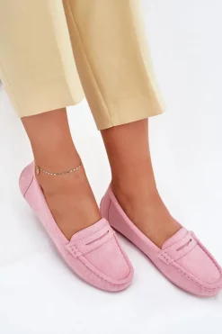 Best Boto Damskie Zamszowe Mokasyny Jasnoróżowe Lenvie Różowy