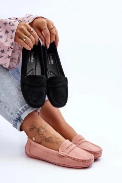 Best Boto Damskie Zamszowe Mokasyny Jasnoróżowe Lenvie Różowy