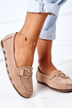 Best Boto Damskie Zamszowe Mokasyny Jasny Brąz Downtown