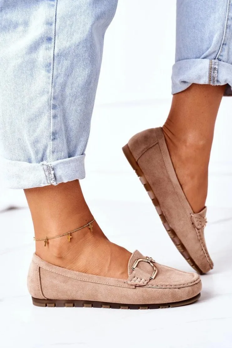 Best Boto Damskie Zamszowe Mokasyny Jasny Brąz Downtown