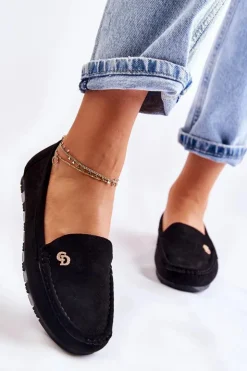 Damskie Boto Damskie Zamszowe Mokasyny Czarne Colena