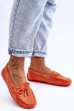 Damskie Boto Damskie Zamszowe Mokasyny Pomarańczowe Si Passione