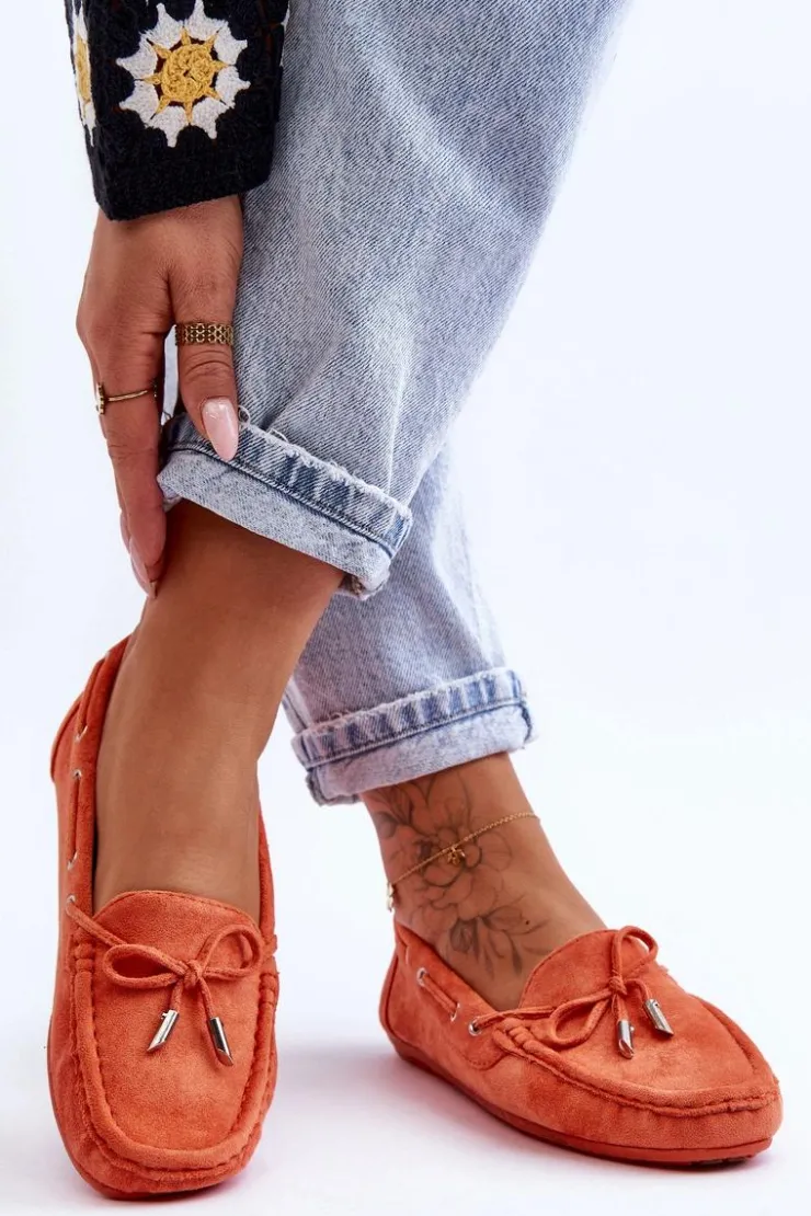 Damskie Boto Damskie Zamszowe Mokasyny Pomarańczowe Si Passione