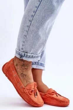 Damskie Boto Damskie Zamszowe Mokasyny Pomarańczowe Si Passione