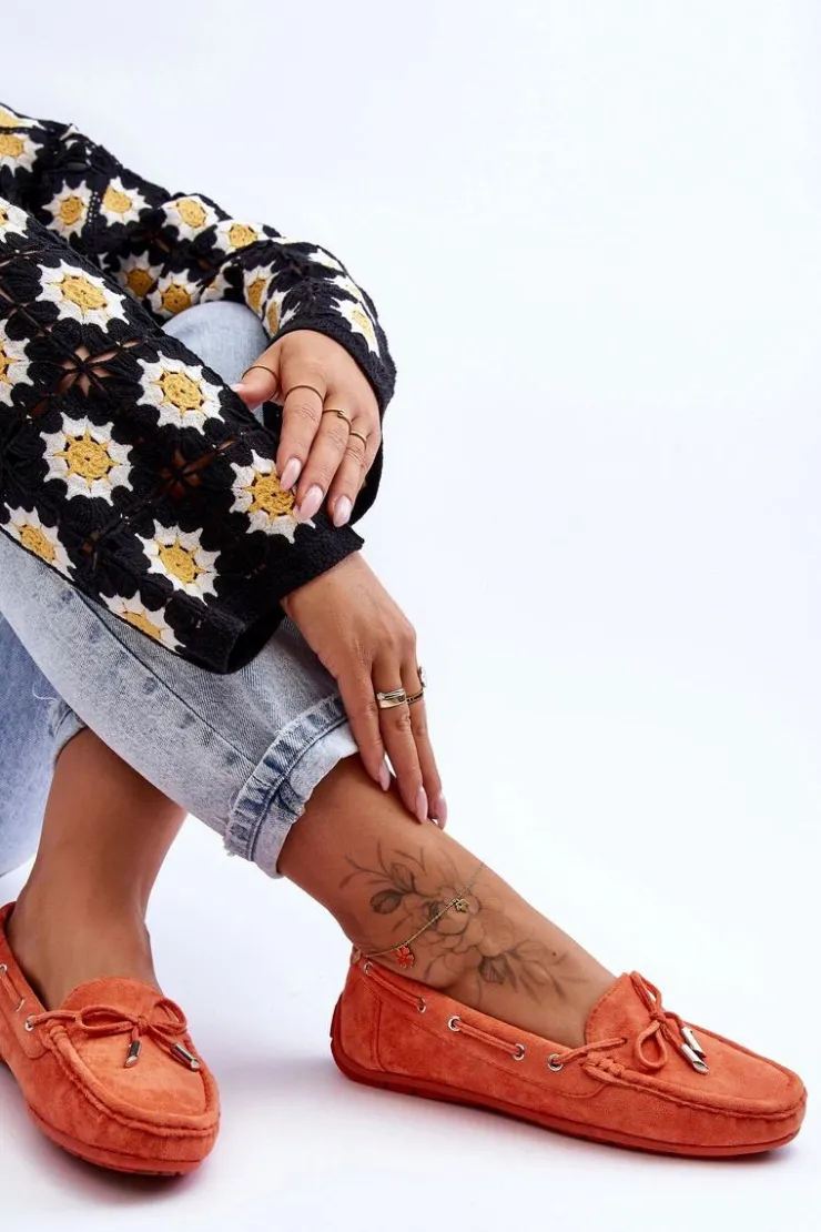 Damskie Boto Damskie Zamszowe Mokasyny Pomarańczowe Si Passione