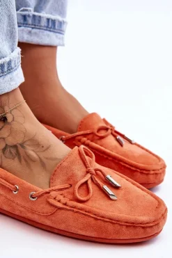 Damskie Boto Damskie Zamszowe Mokasyny Pomarańczowe Si Passione