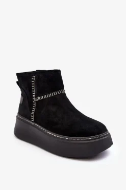 Maciejka Śniegowce Damskie*Damskie Zamszowe Śniegowce 06257-01 Czarne