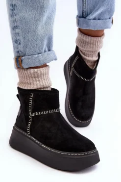 Maciejka Śniegowce Damskie*Damskie Zamszowe Śniegowce 06257-01 Czarne