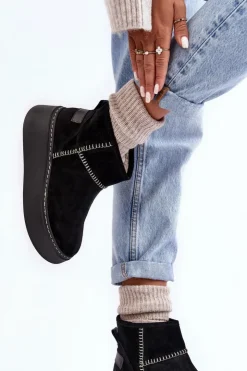 Maciejka Śniegowce Damskie*Damskie Zamszowe Śniegowce 06257-01 Czarne