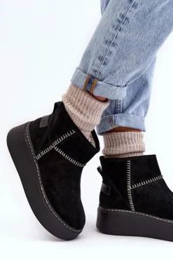 Maciejka Śniegowce Damskie*Damskie Zamszowe Śniegowce 06257-01 Czarne