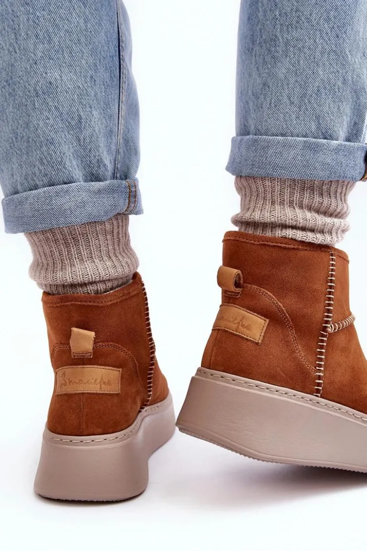 Maciejka Damskie Zamszowe Śniegowce 06257-29 Brązowe