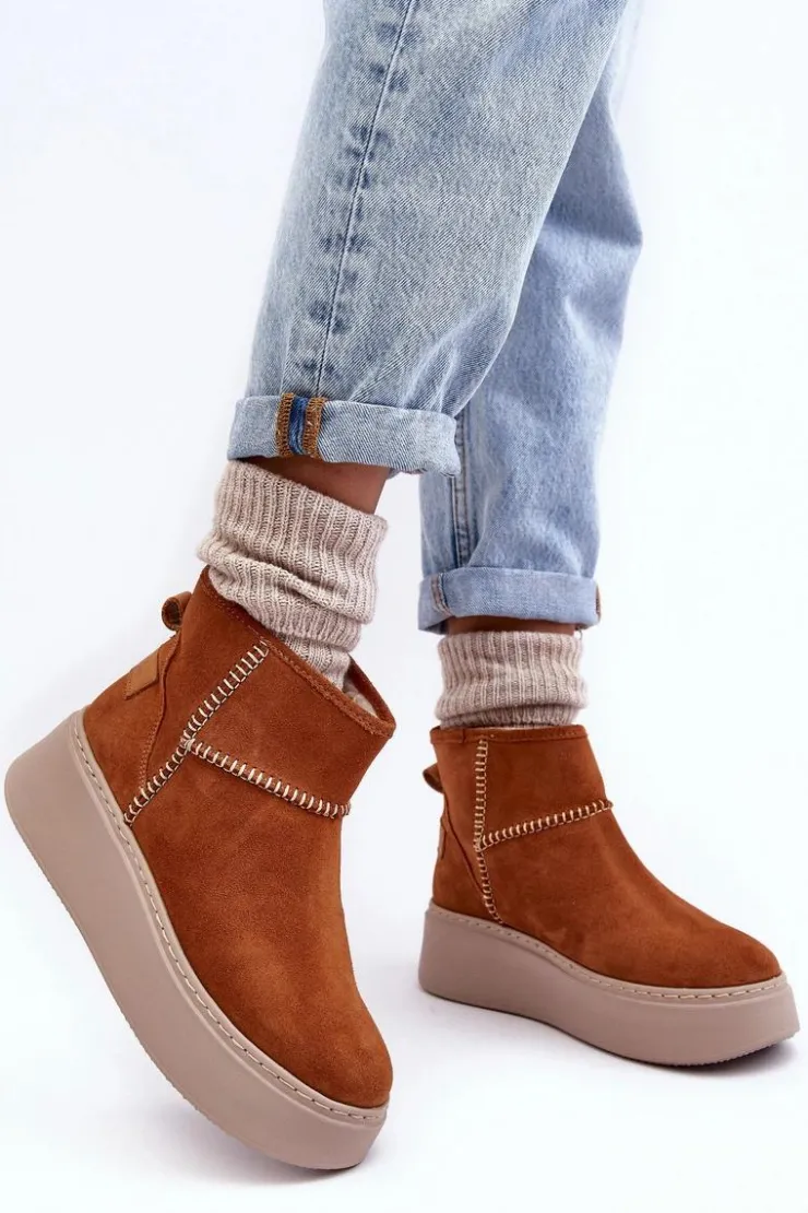 Maciejka Damskie Zamszowe Śniegowce 06257-29 Brązowe