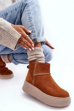 Maciejka Damskie Zamszowe Śniegowce 06257-29 Brązowe