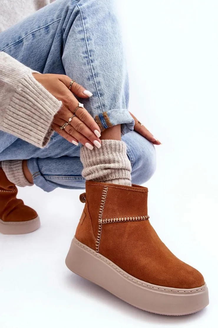 Maciejka Damskie Zamszowe Śniegowce 06257-29 Brązowe