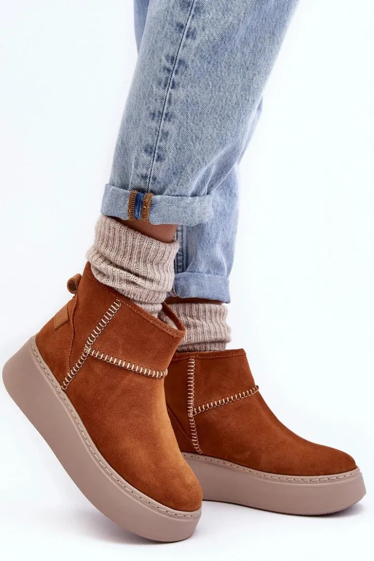 Maciejka Damskie Zamszowe Śniegowce 06257-29 Brązowe