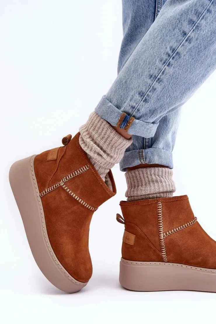 Maciejka Damskie Zamszowe Śniegowce 06257-29 Brązowe