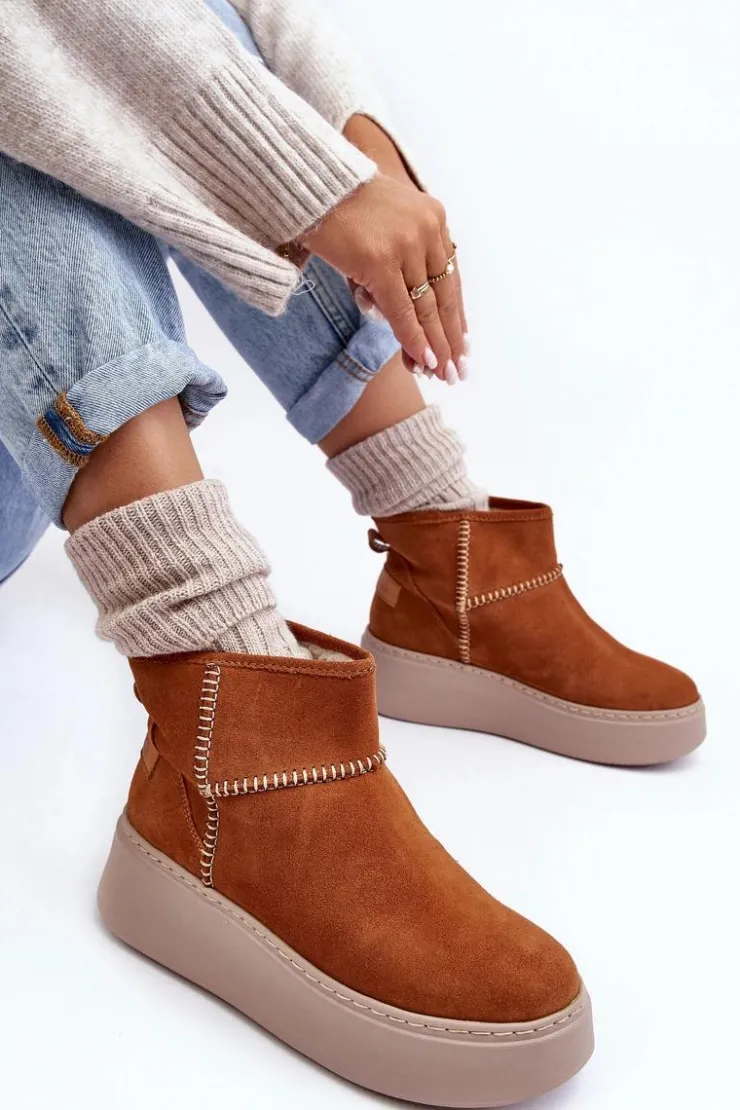 Maciejka Damskie Zamszowe Śniegowce 06257-29 Brązowe