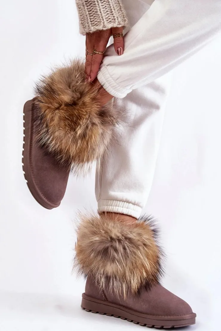 Online Boto Damskie Zamszowe Śniegowce Z Futerkiem Szare Alexa Szary