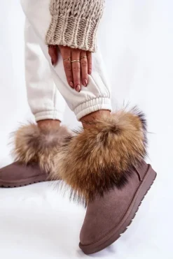 Online Boto Damskie Zamszowe Śniegowce Z Futerkiem Szare Alexa Szary