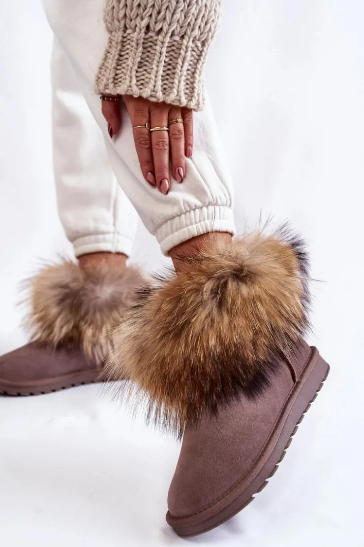 Online Boto Damskie Zamszowe Śniegowce Z Futerkiem Szare Alexa Szary