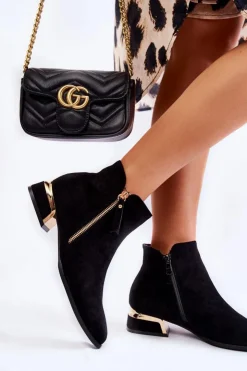 Boto Czarne Botki|Botki Zimowe Damskie*Damskie Zamszowe Ocieplane Botki Czarne Laufey