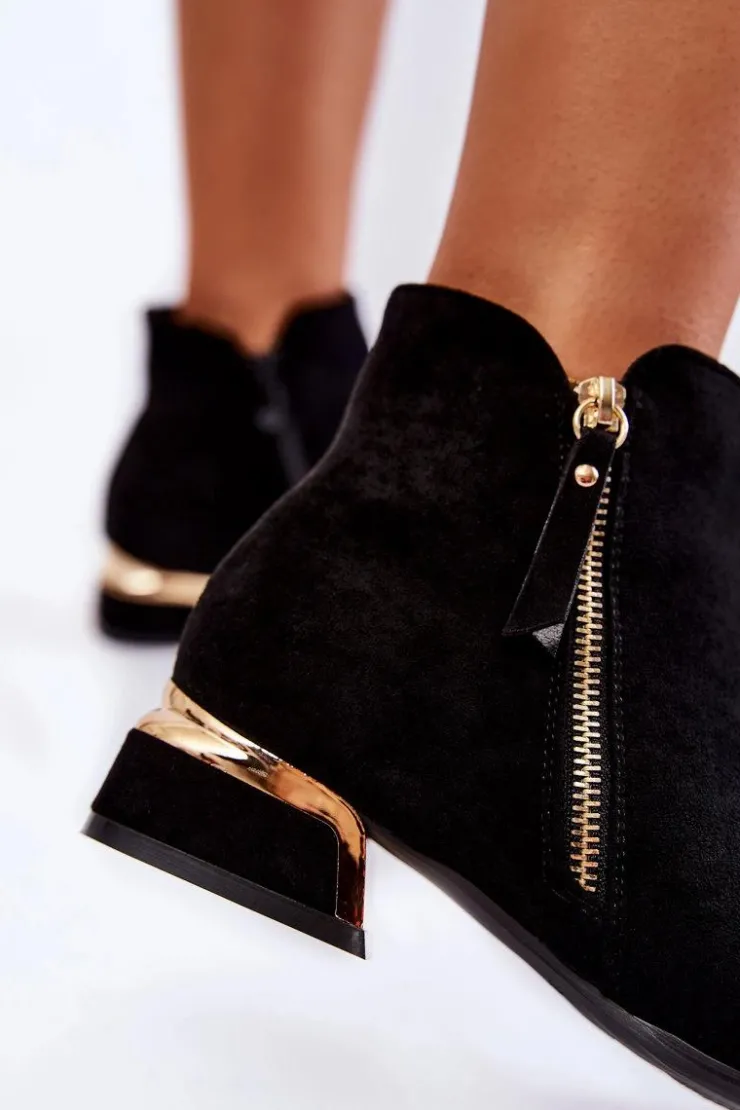 Boto Czarne Botki|Botki Zimowe Damskie*Damskie Zamszowe Ocieplane Botki Czarne Laufey