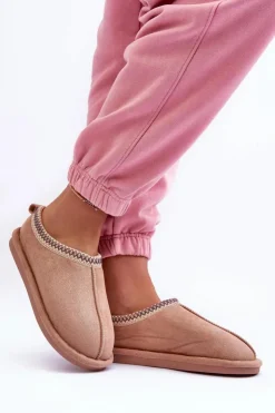 Damskie Boto Damskie Zamszowe Papcie Z Futerkiem Beżowe Polinna