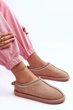 Damskie Boto Damskie Zamszowe Papcie Z Futerkiem Beżowe Polinna