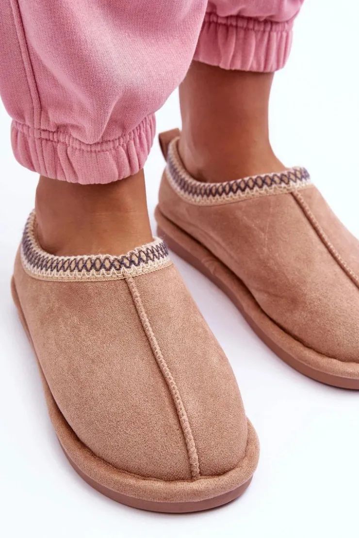 Damskie Boto Damskie Zamszowe Papcie Z Futerkiem Beżowe Polinna