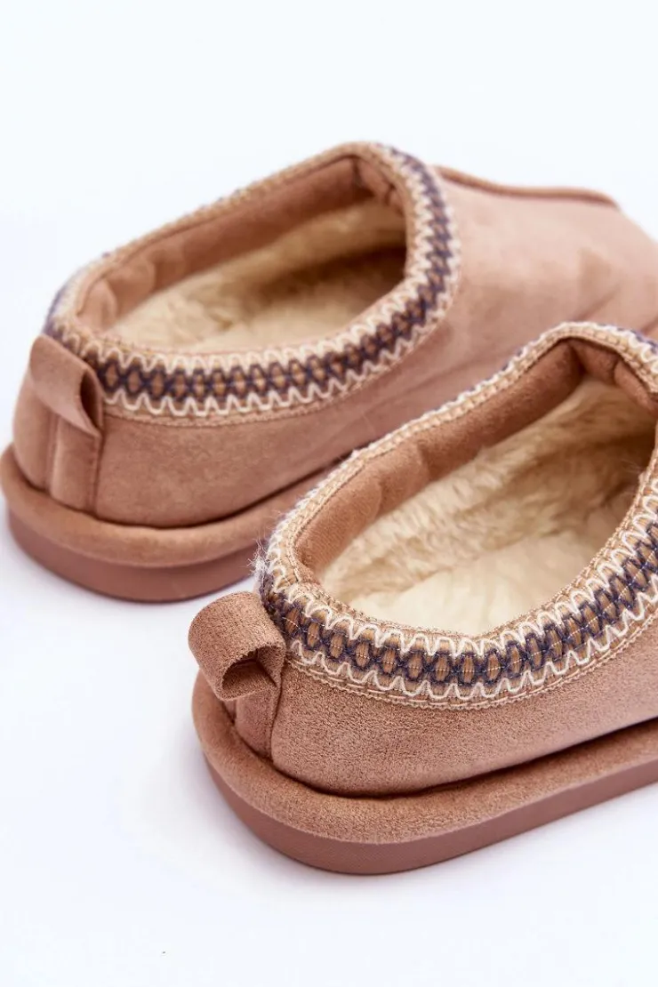 Damskie Boto Damskie Zamszowe Papcie Z Futerkiem Beżowe Polinna